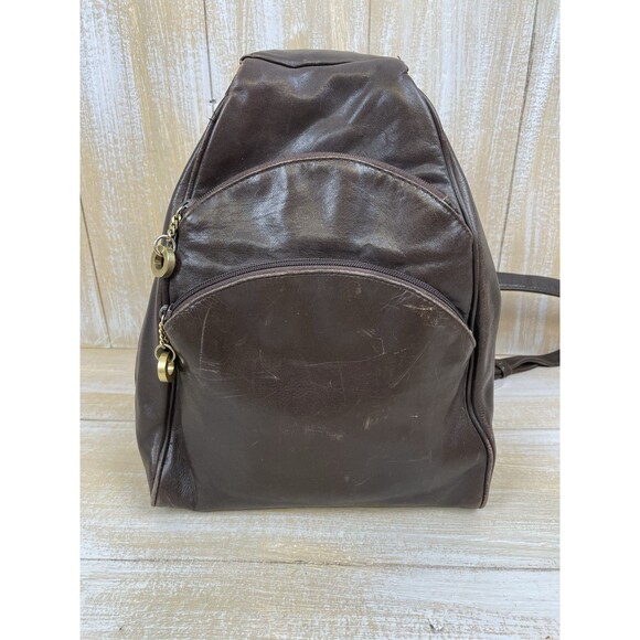 Perlina NY Women\'s Small Brown Adjustable Strap Multi-Pocket Leather Backpack main image 13